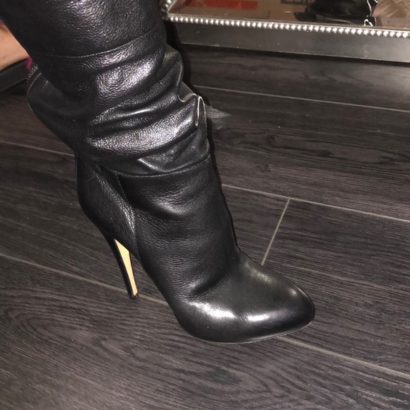 CASADEI BLACK LEATHER MIDSHAFT BOOTS SZ 39 - Picture 4 of 13